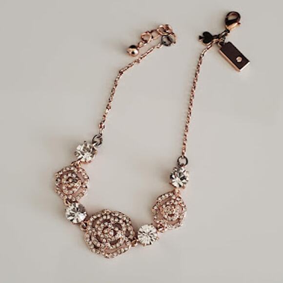 Kate Spade Crystal‎ Rose Bracelet Rose Gold with Clear Crystals - Picture 1 of 7